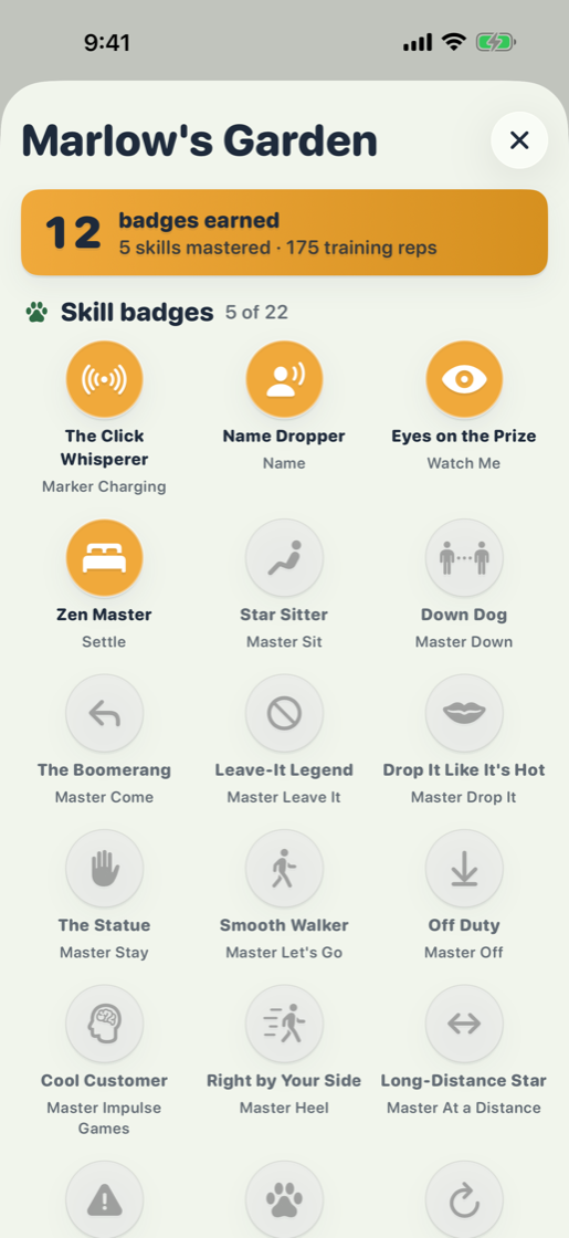 Trophies earned for mastered skills